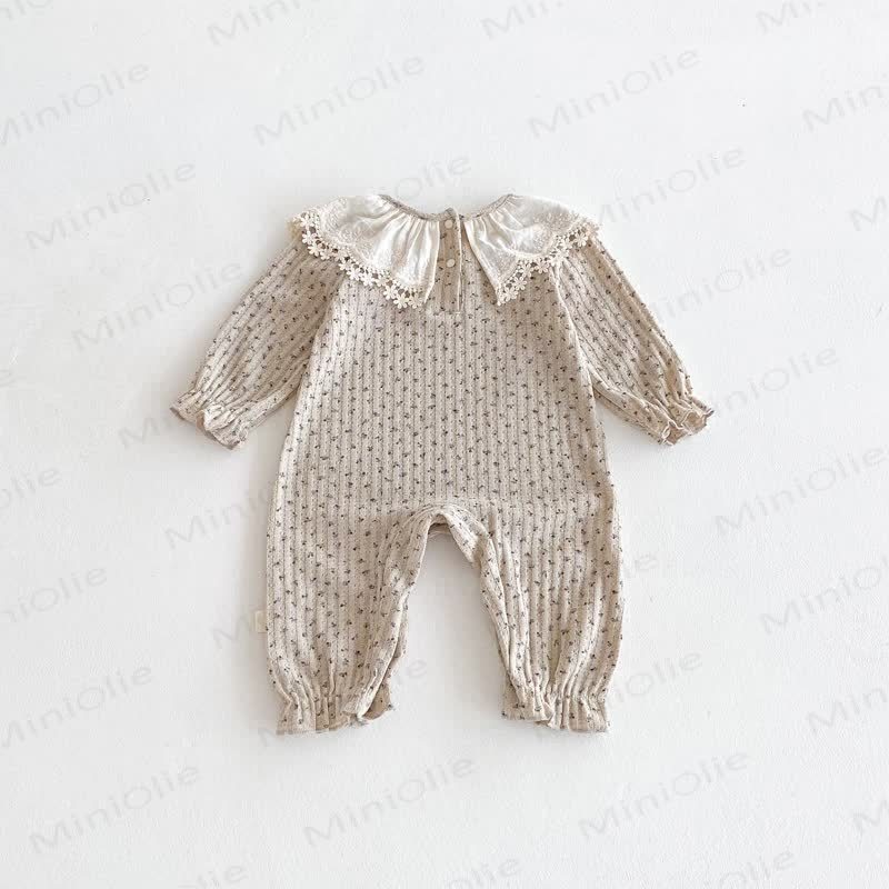 Baby Girl Floral Collar Grey Romper - image 6