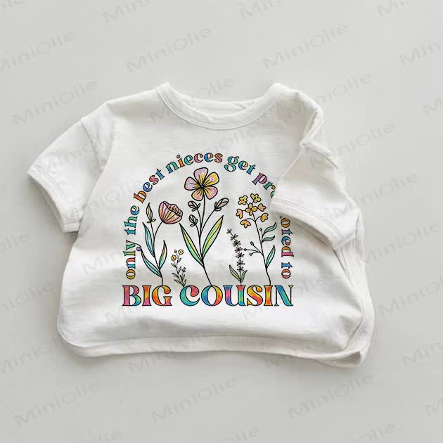 ONLY THE BEST NIECES GET PROMOTED TO BIG COUSIN Baby White Floral Print T-shirt - White - 18-24M - image 1