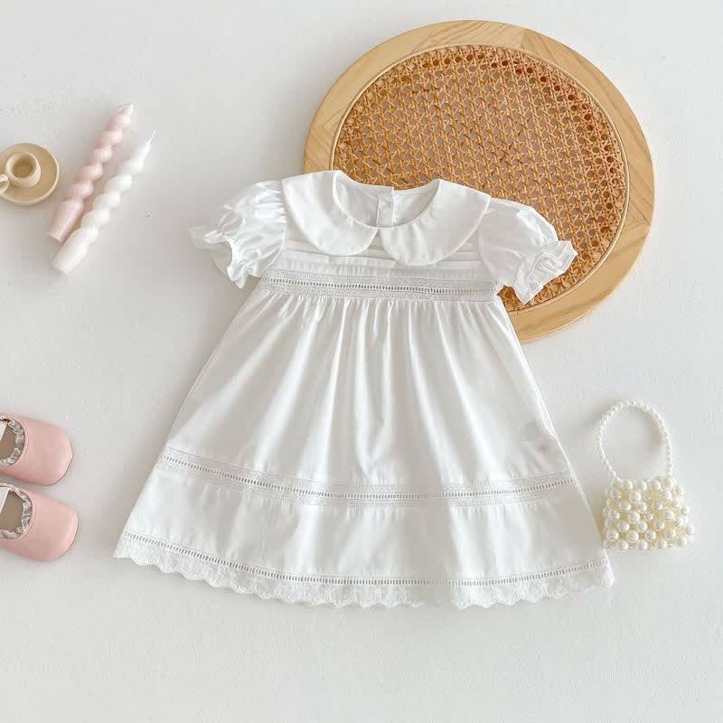 Toddler Girl Solid Color White Sweet Dress - image 8