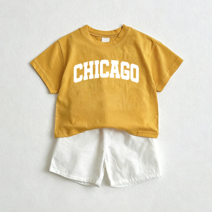 CHICAGO Baby Tee and Shorts 2-Piece Set - Yellow&White - 3-5T - image 1