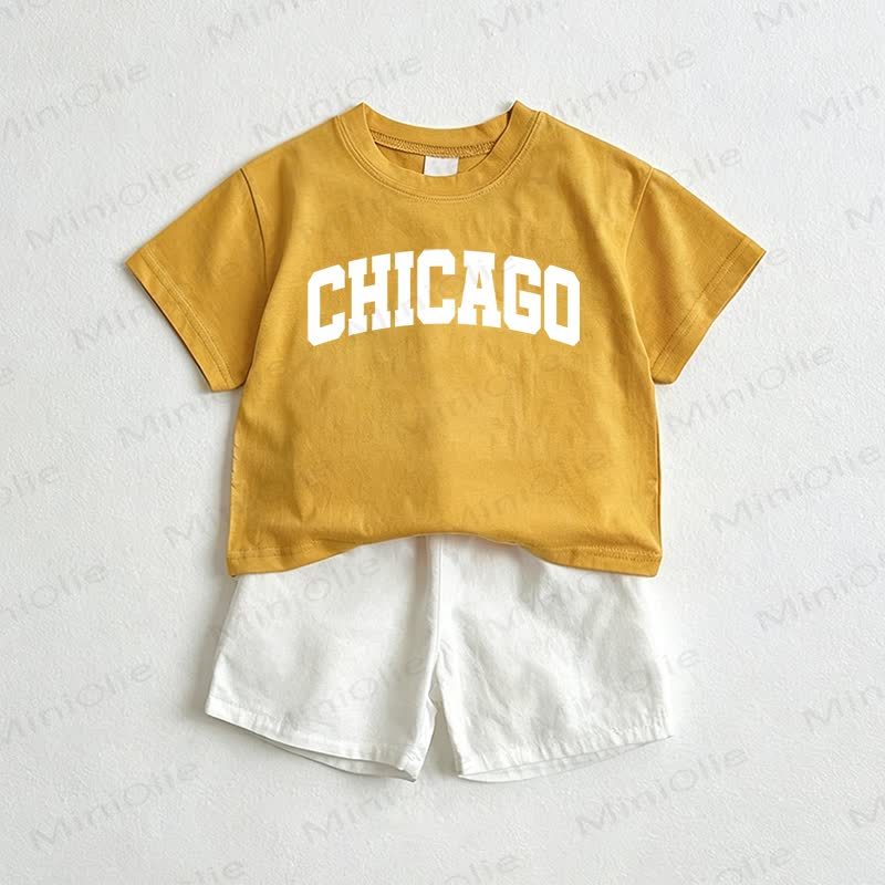 CHICAGO Baby Tee and Shorts 2-Piece Set - Yellow&White - 3-5T - image 1