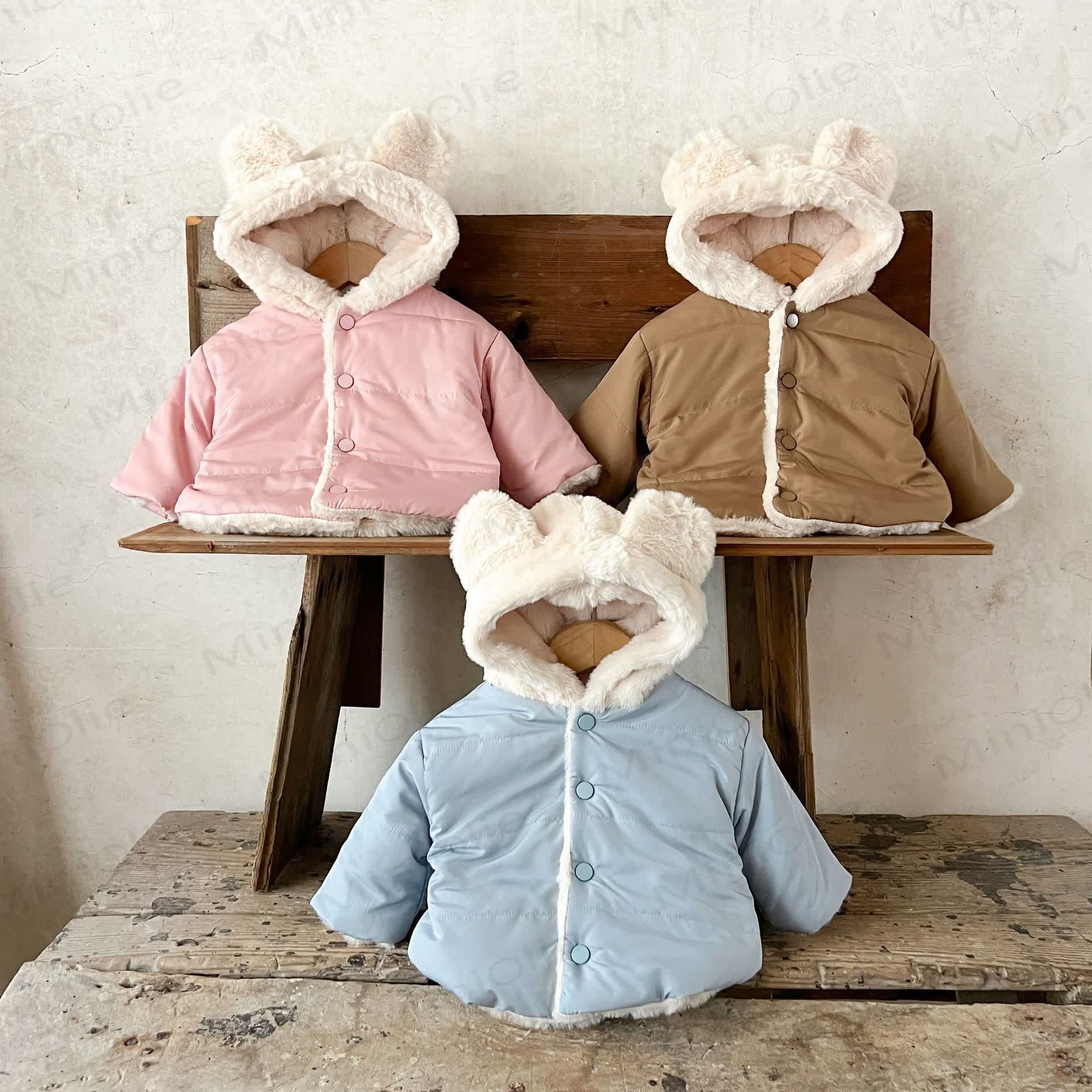 Baby Fleece Lined Solid Color Hooded Jacket - image 5