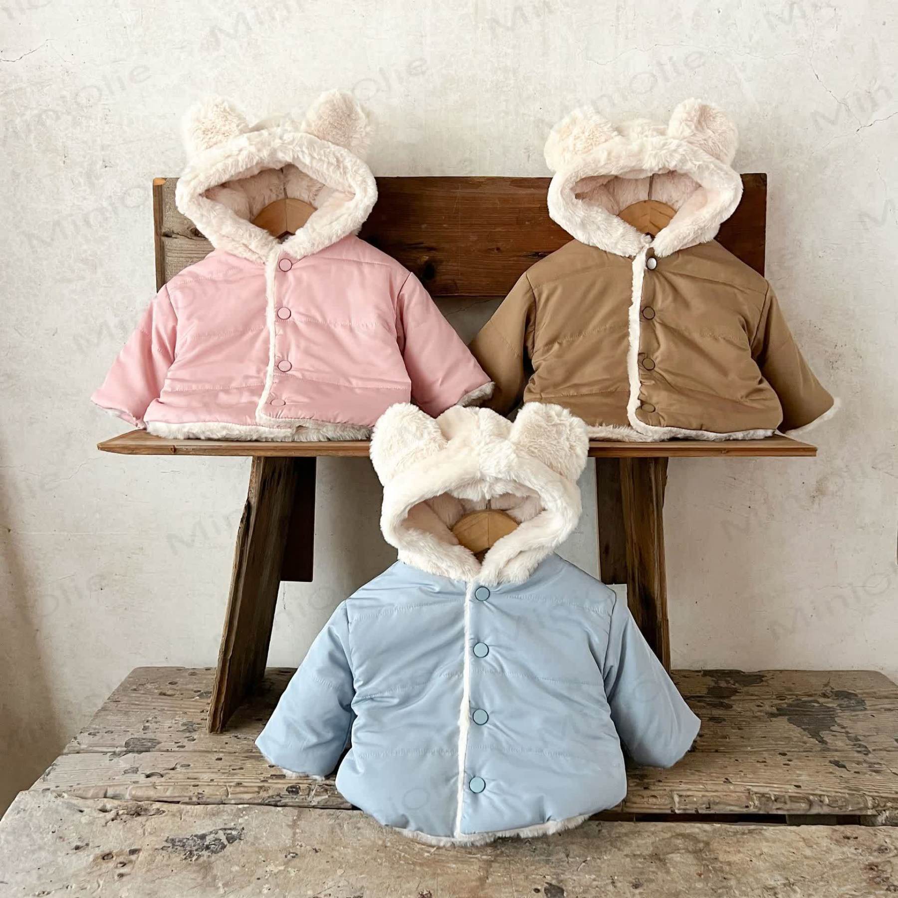 Baby Fleece Lined Solid Color Hooded Jacket - image 5