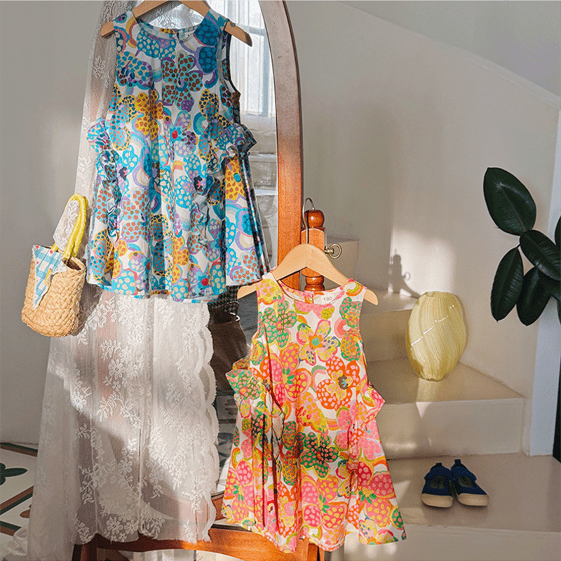 Toddler Chic Dots Flower Sleeveless Dress - image 5