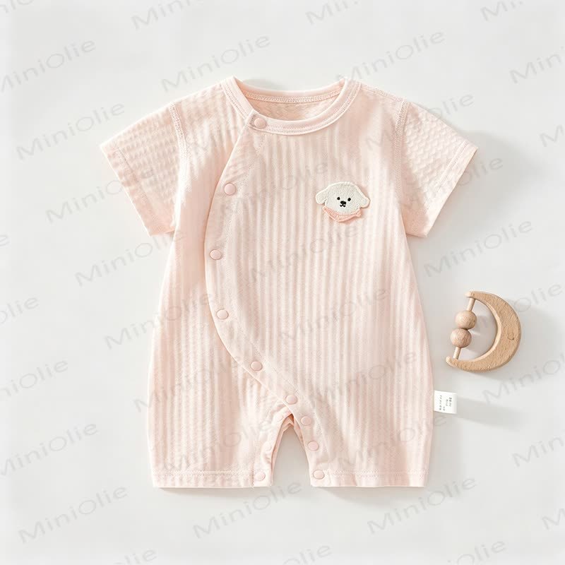 Baby Solid Color Dog Front Snaps Romper - Pink - 18-24M - image 3