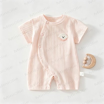 Baby Solid Color Dog Front Snaps Romper - Pink - 18-24M - image 3