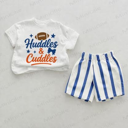HUDDLES&CUDDLES Baby Girls Blue Vertical Striped 2-piece Set - White&Blue - 2-3T - image 1