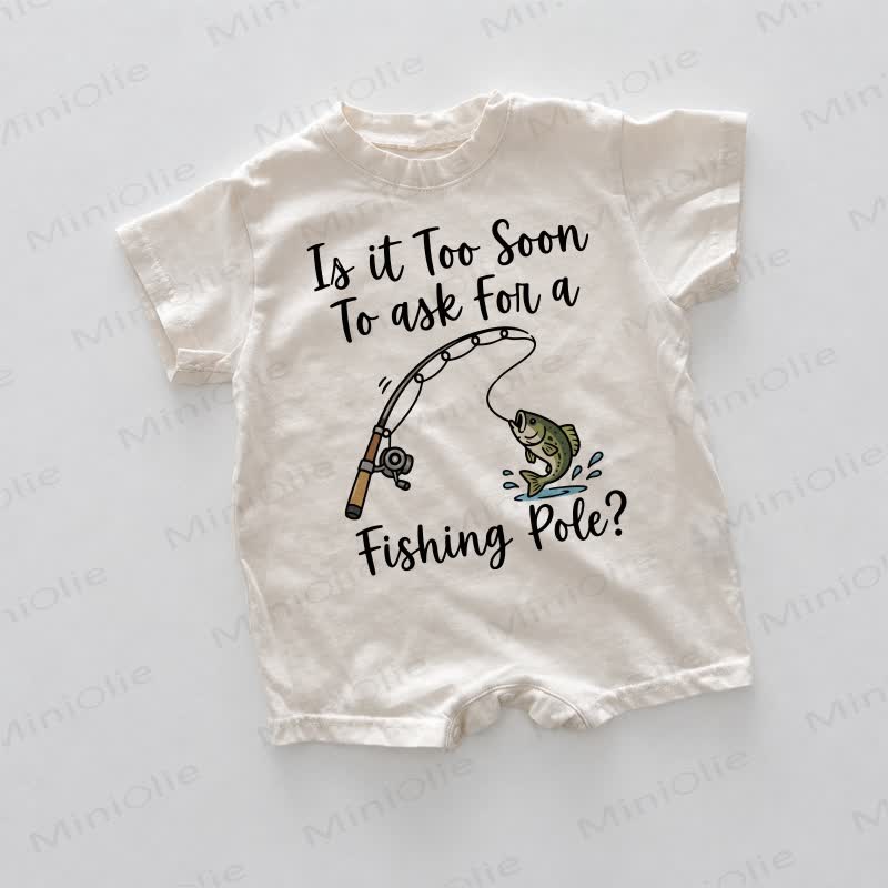 IA IT TOO SOON TO ASK FOR A FISHING POLE Baby White Print Romper - White - 18-24M - image 1
