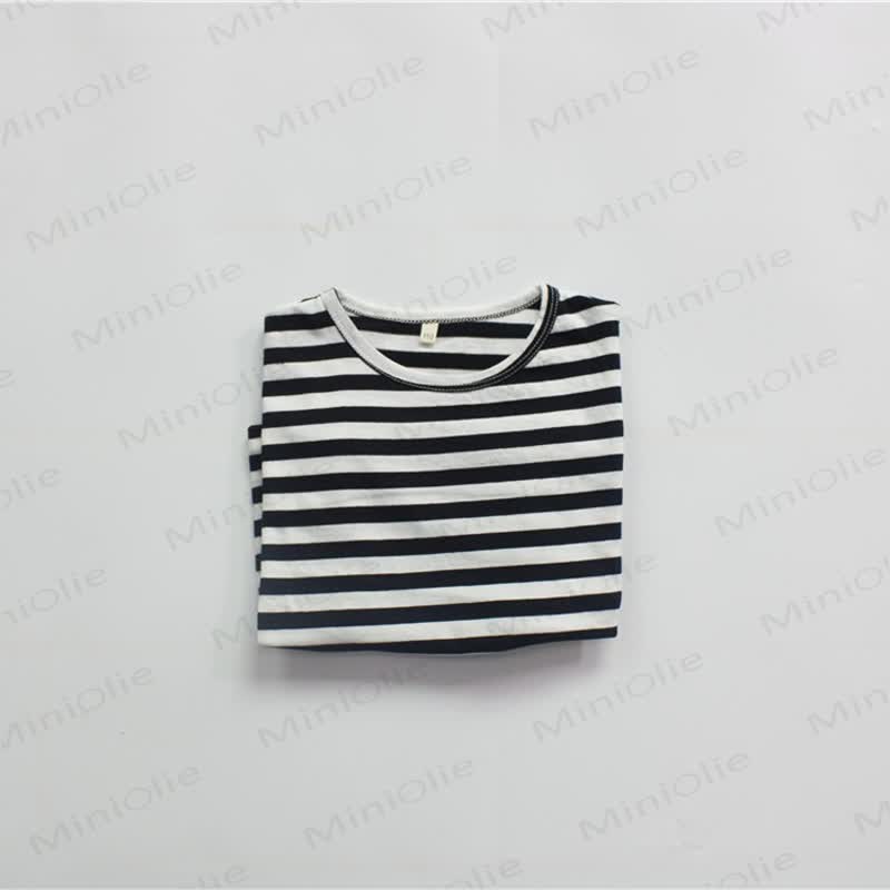 Kid Loose Striped Half-sleeved T-Shirt - Black - 10Y - image 6