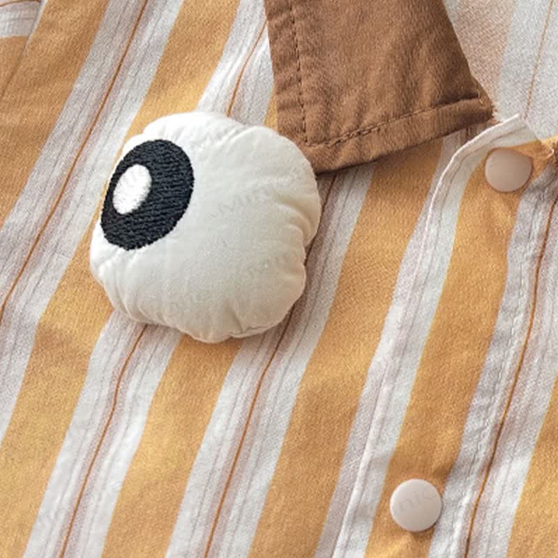 Baby Cartoon Eyes Brown Striped Romper - image 4
