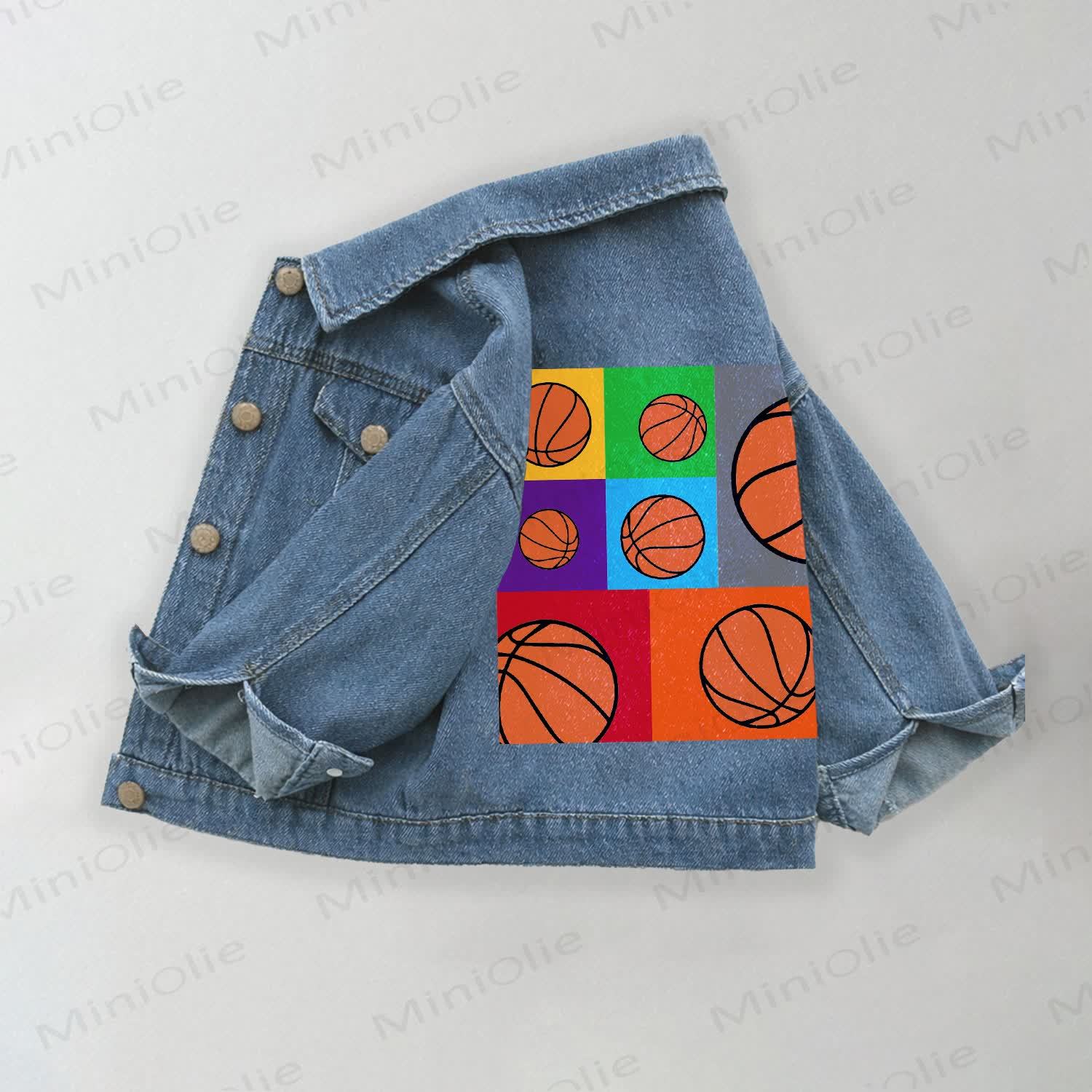 Toddler Kid Basketball Plaid Denim Jacket - Blue - 10-11T - image 1