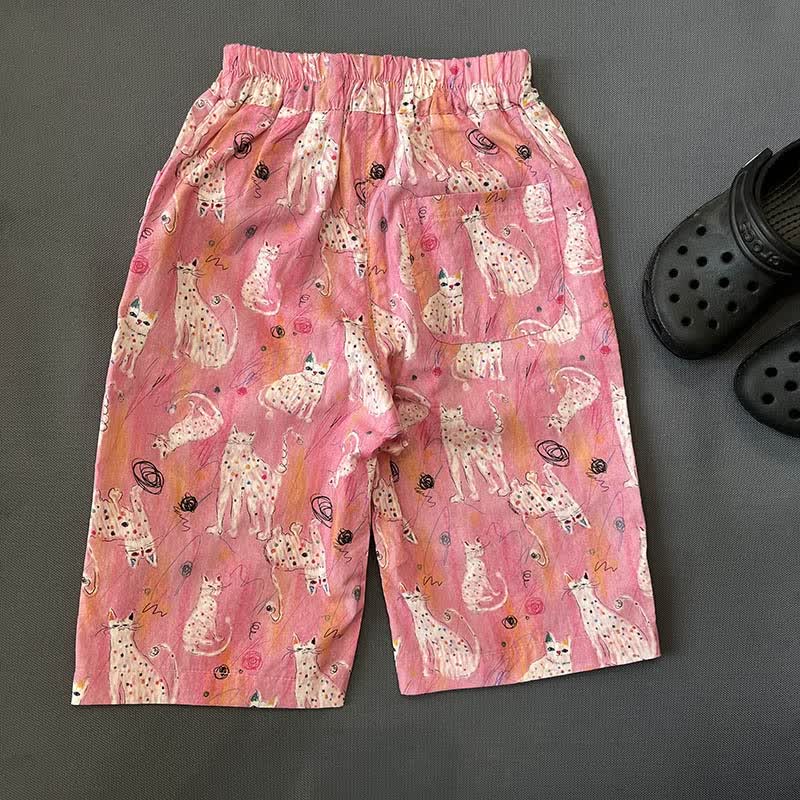 Toddler Graffiti Pink Cat Loose Pants - image 2