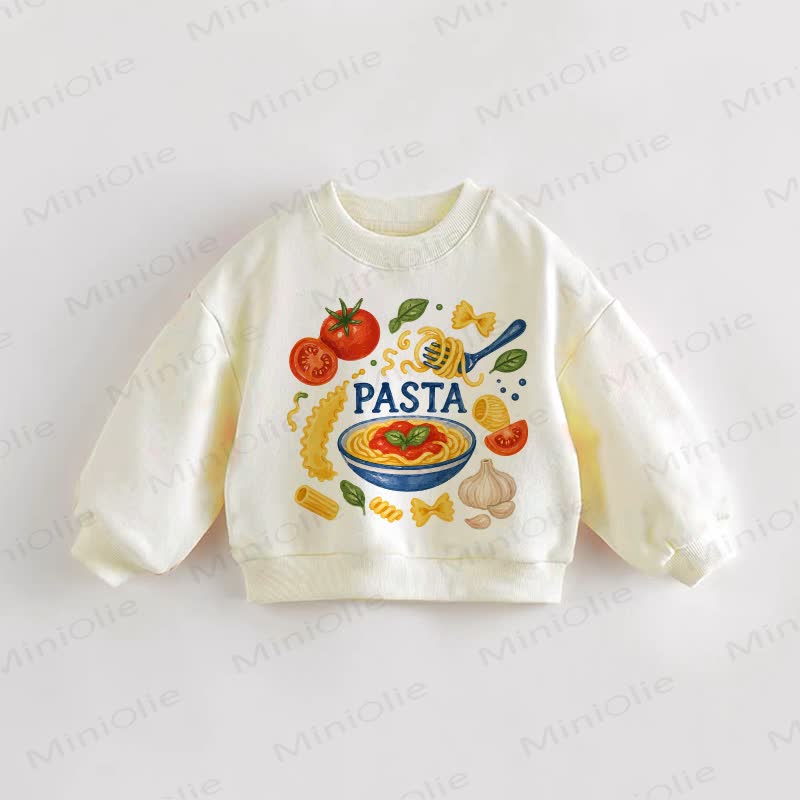 PASTA Baby Toddler Food Cream Sweatshirt - Cream - 3-5T - image 1