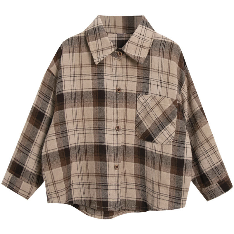 brown plaid polo shirt