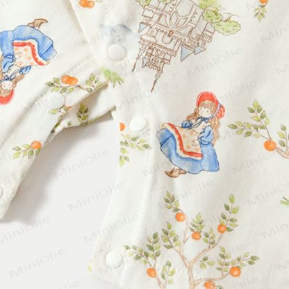 Baby Cartoon Animal Print Ruffle Collar Romper - image 10