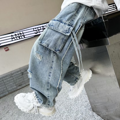 Kid Boy Washed Denim Cool Pants - image 6