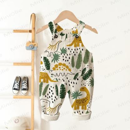 Baby Toddler Dinosaur Palm Leaf Overalls - White - 3-5T - image 1