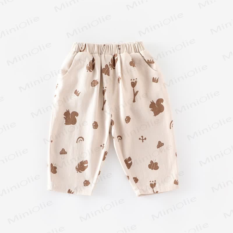 Baby Toddler Squirrel Leaves Pants - Beige - 5-7T - image 10
