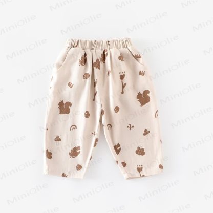 Baby Toddler Squirrel Leaves Pants - Beige - 5-7T - image 10