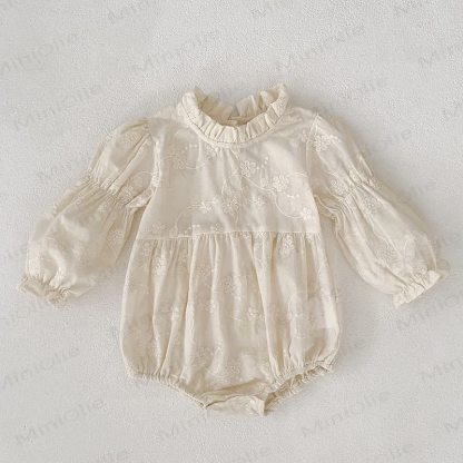 Baby Embroidered Solid Color Bodysuit - Beige - 18-24M - image 10