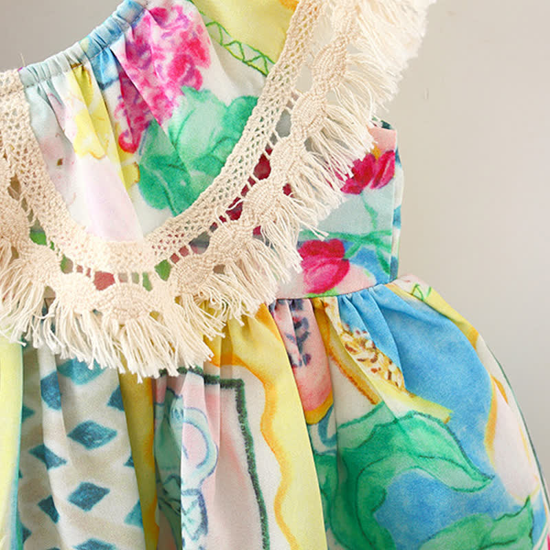 Toddler Multicolor Abstract Rhombus Dress - image 7