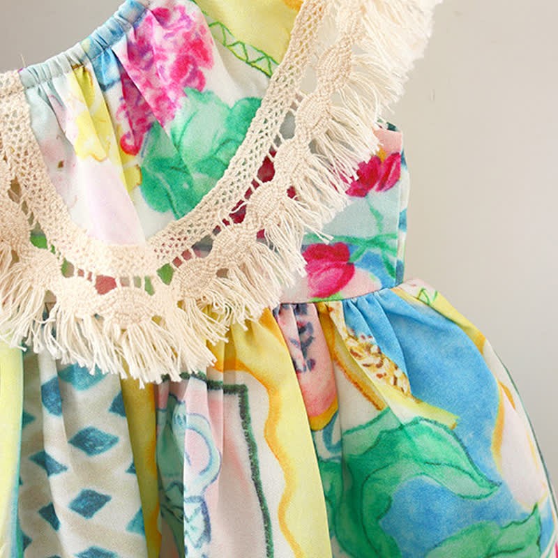 Toddler Multicolor Abstract Rhombus Dress - image 7