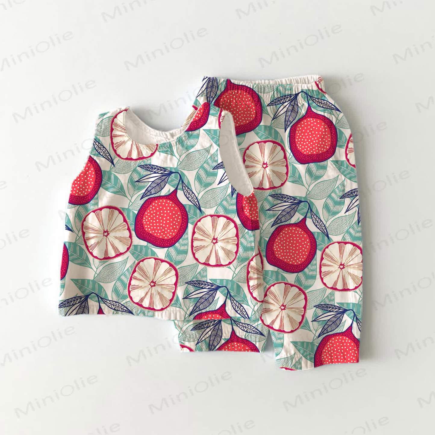 Toddler Pomegranate Print 2-piece Sleeveless Set - White - 5-7T - image 1