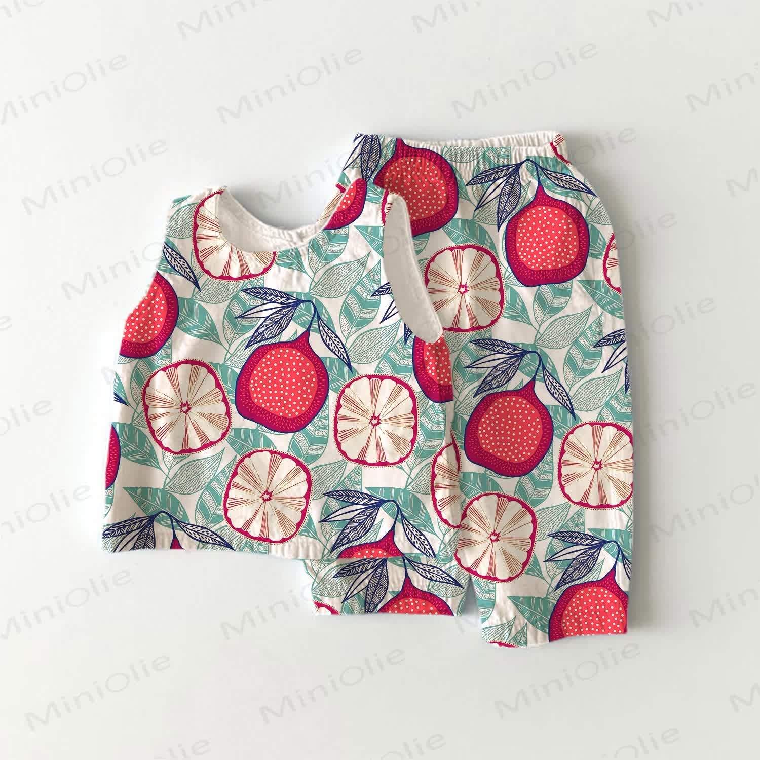 Toddler Pomegranate Print 2-piece Sleeveless Set - White - 5-7T - image 1