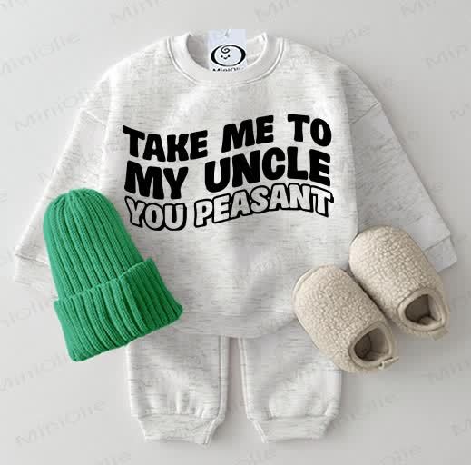TAKE ME TO MY UNCLE YOU PEASANT Baby 2-piece Set - Light Gray - 2-3T - image 6