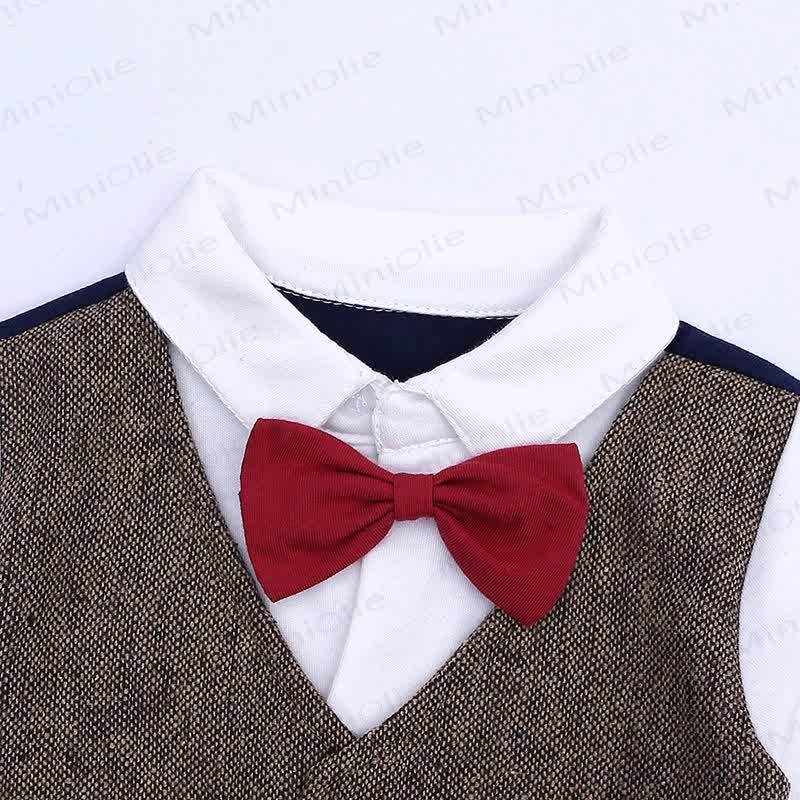 Baby Boy Bow Tie Gentleman Suit Romper - image 6