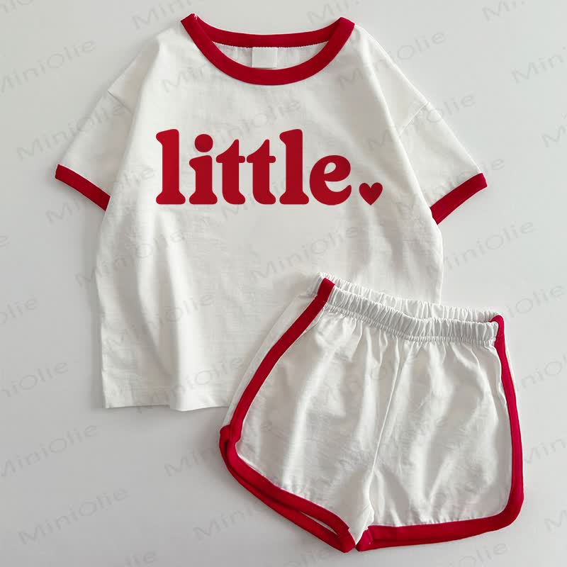 LITTLE Baby T-shirt and Shorts 2-Piece Set - White&Red - 3-5T - image 1
