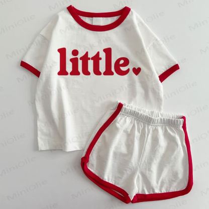 LITTLE Baby T-shirt and Shorts 2-Piece Set - White&Red - 3-5T - image 1