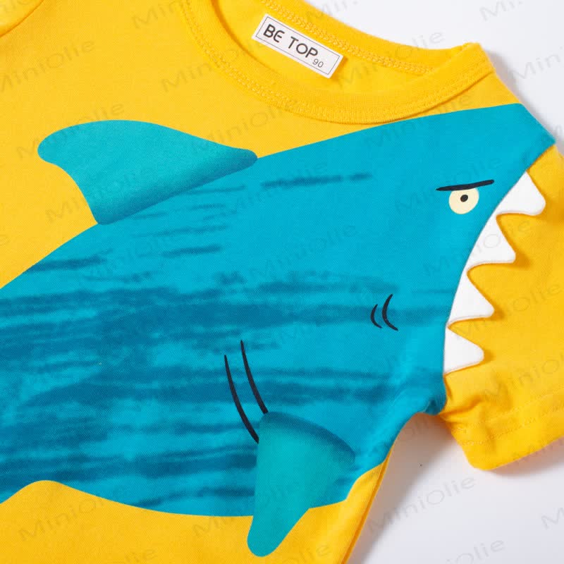 Kid Boy Cartoon Shark Printed T-Shirt - image 4