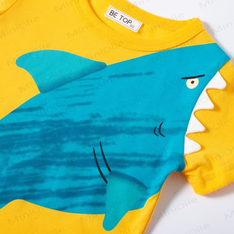 Kid Boy Cartoon Shark Printed T-Shirt - image 4
