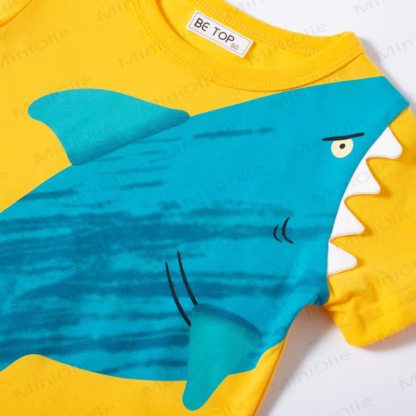 Kid Boy Cartoon Shark Printed T-Shirt - image 4