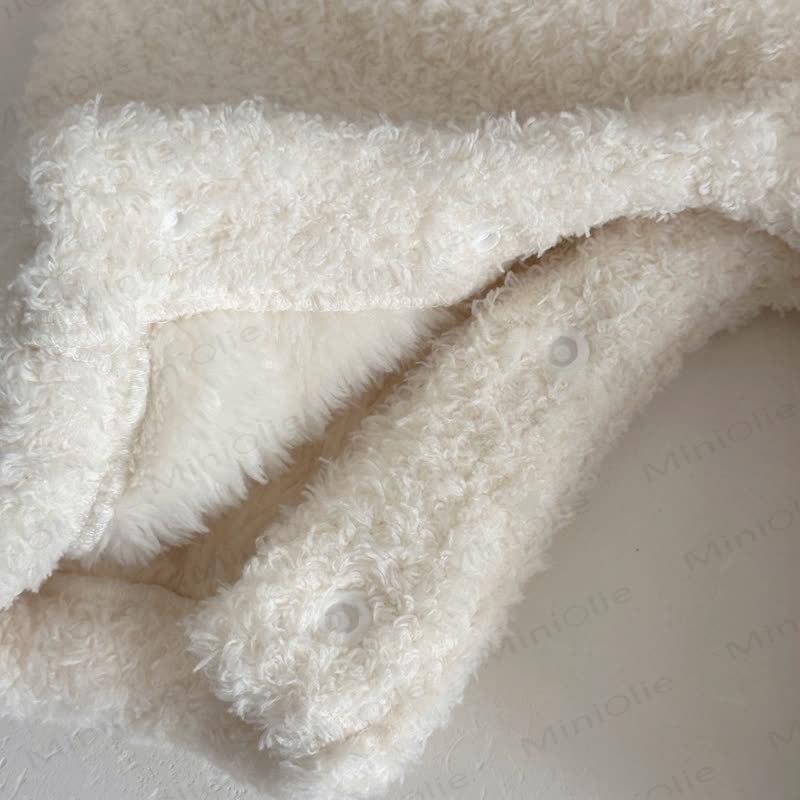 Baby Girl Flower Fleece 2-piece White Romper Set - image 9