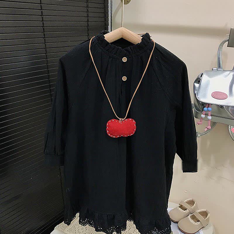 Toddler Vintage Black Solid Color Dress - image 5