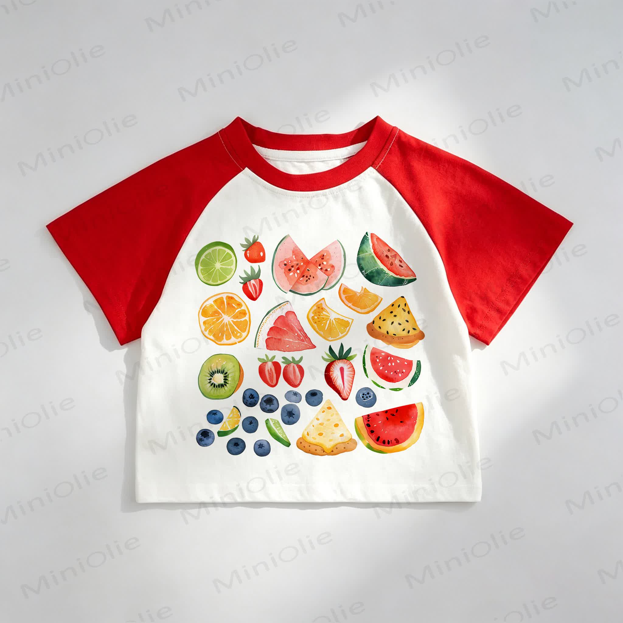 Toddler Fruit Print Red Raglan T-shirt - Red - 8T - image 1