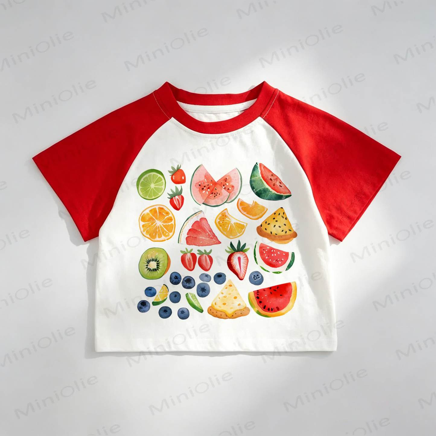 Toddler Fruit Print Red Raglan T-shirt - Red - 8T - image 1