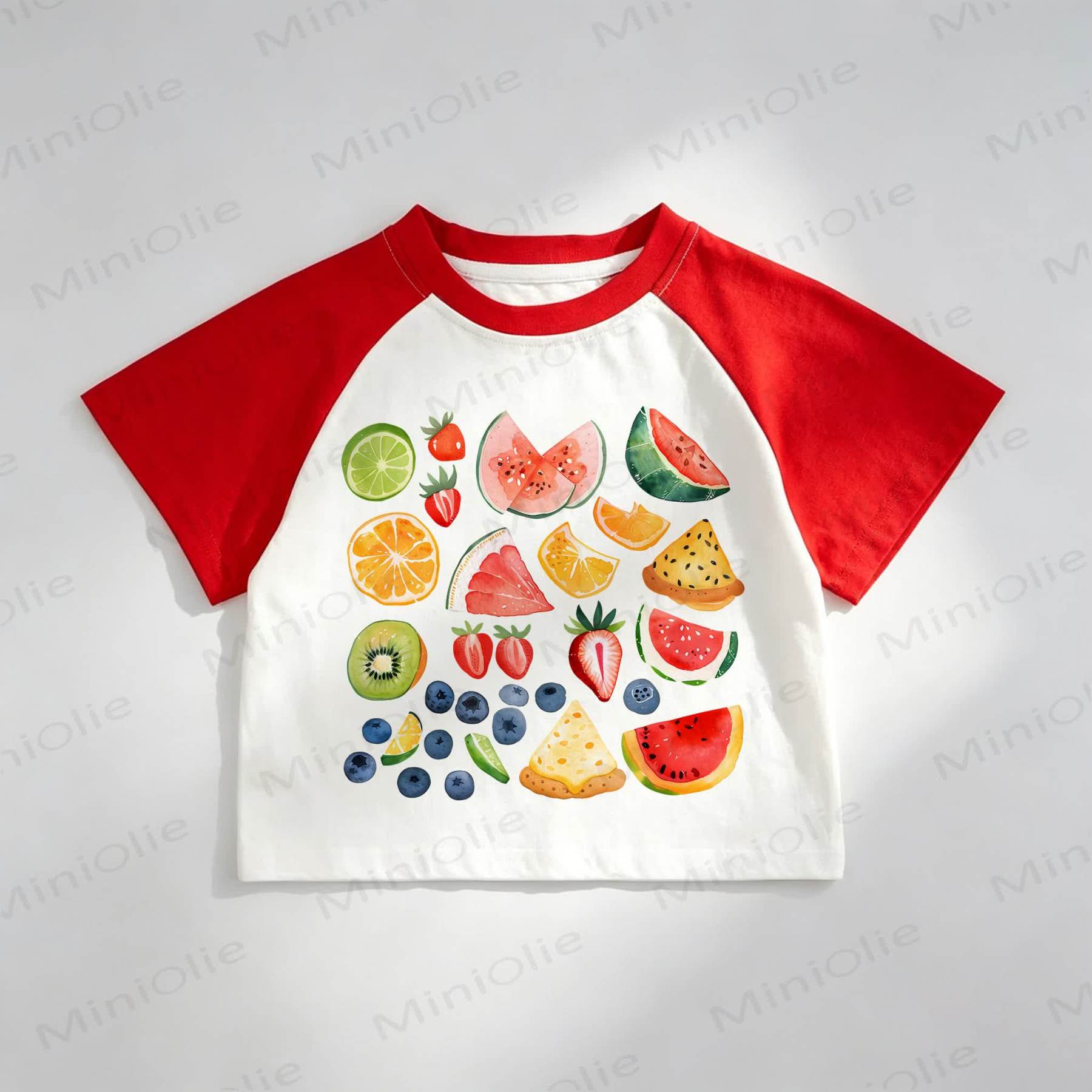 Toddler Fruit Print Red Raglan T-shirt - Red - 8T - image 1