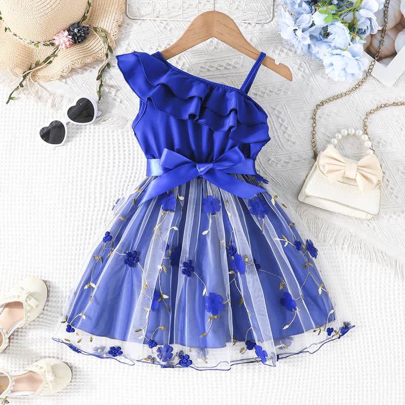 Toddler Flower Bow Tulle Charming Dress - Dark Blue - 10Y - image 24