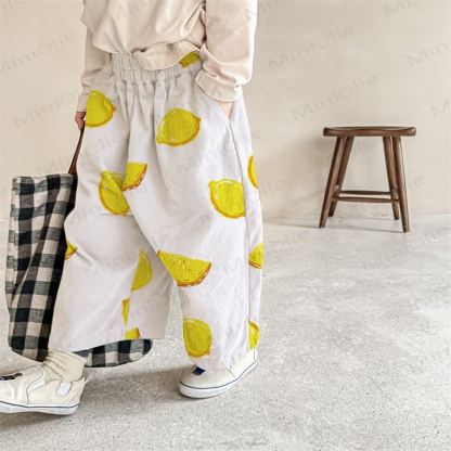 Baby Lemon Print Pants - White - 2-3T - image 1