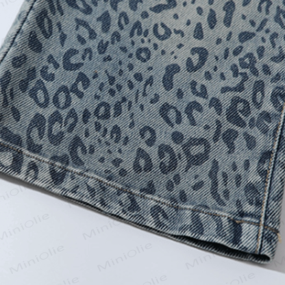 Toddler Leopard Print Denim Blue Pants - image 14