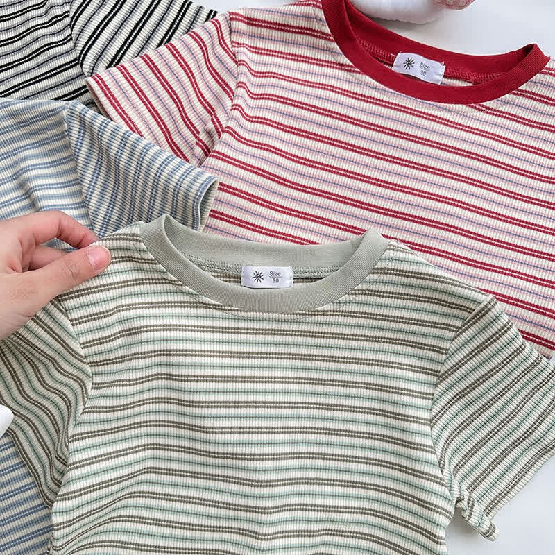 Kids Contrast Color Striped Base Layer T-Shirt - image 6