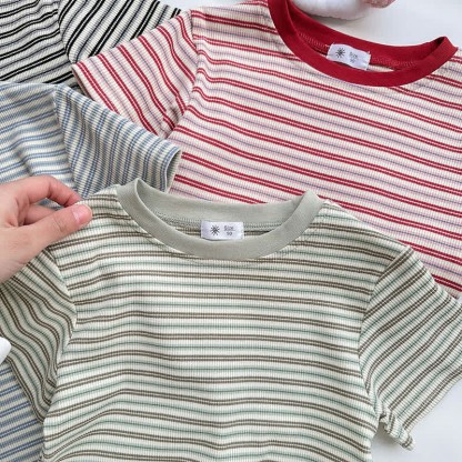 Kids Contrast Color Striped Base Layer T-Shirt - image 6