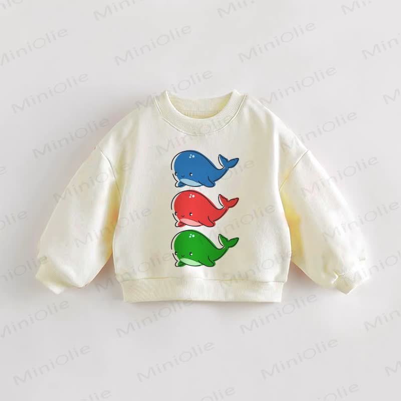 Baby Toddler Three Dolphins Cream Sweatshirt - Cream - 3-5T - image 1