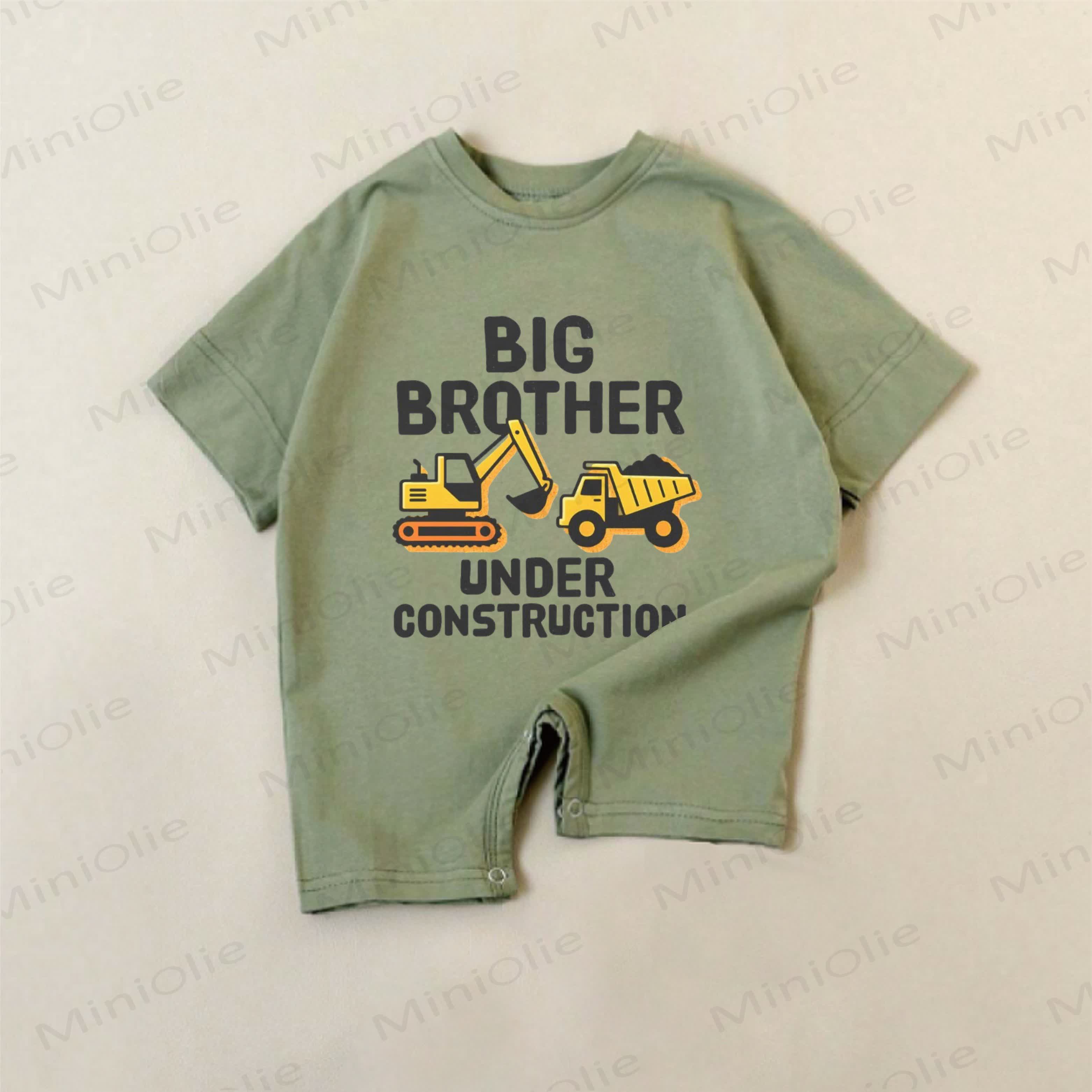 BIG BROTHER UNDER CONSTRUCTION Baby Green Excavator Romper - Green - 18-24M - image 1