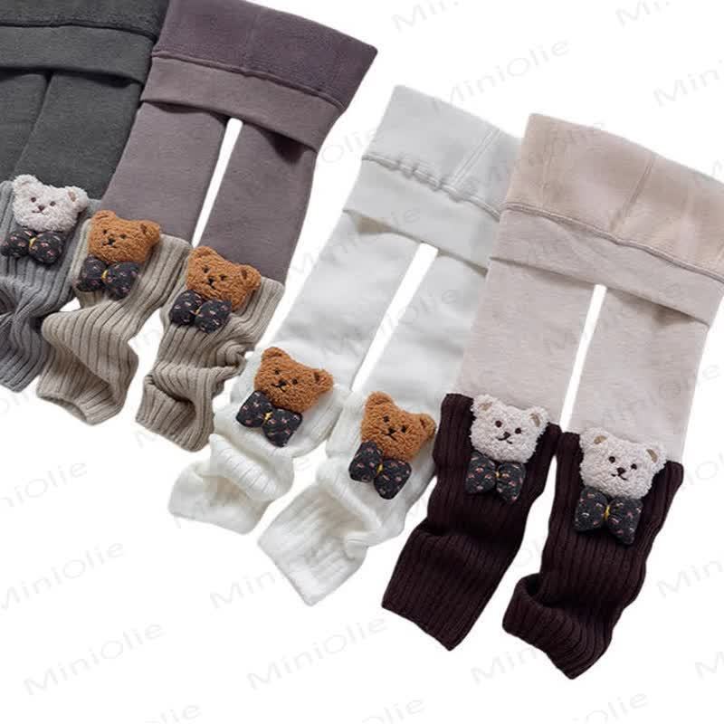 Toddler Kid Bear Bow Fleece Lined Leggings - image 3