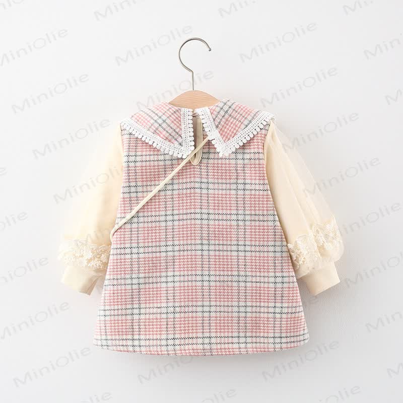 Baby Plaid Dress with Flower Bag - image 2
