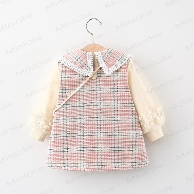 Baby Plaid Dress with Flower Bag - image 2